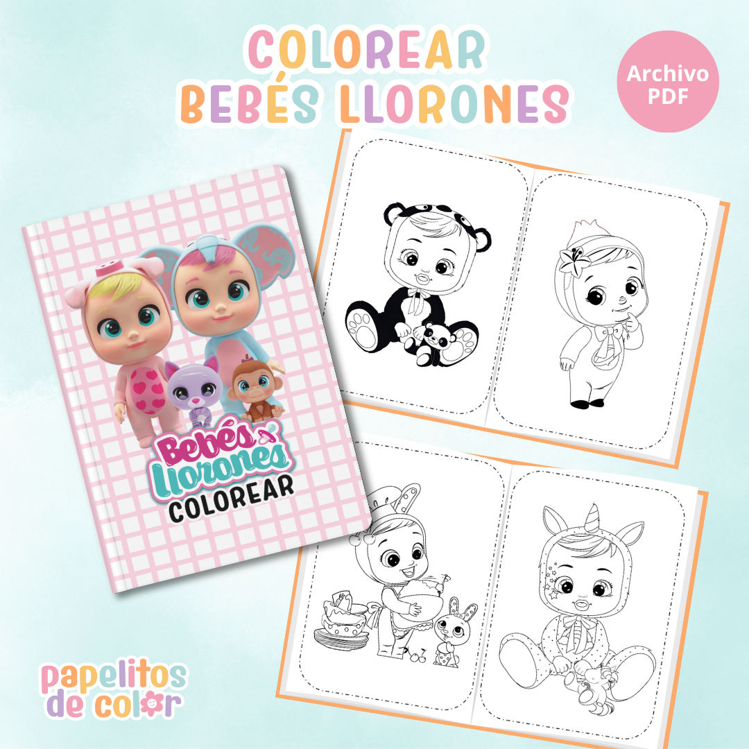 🎨 Libritos para Colorear A6 – Bebés Llorones (Abrochados)