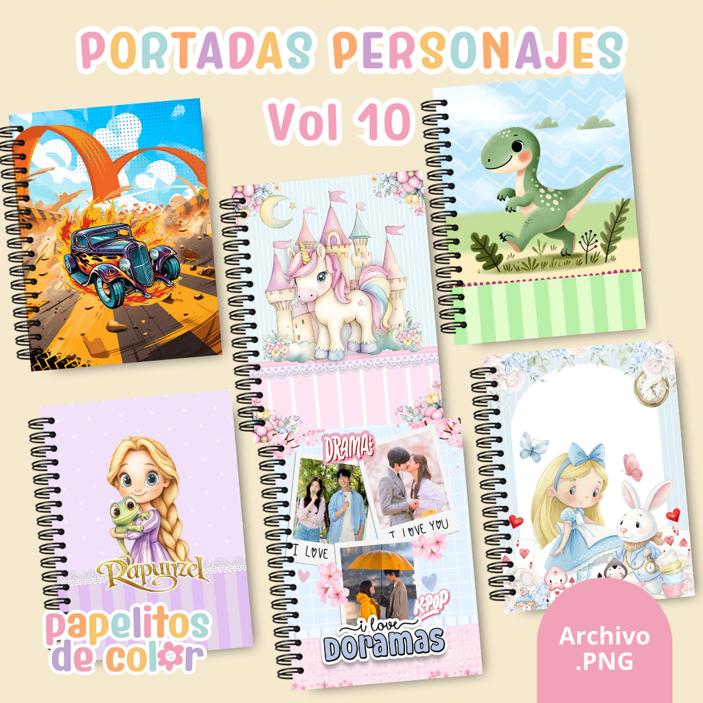 📚✨ Combo Portadas Personajes – Vol. 10 🦄🦖