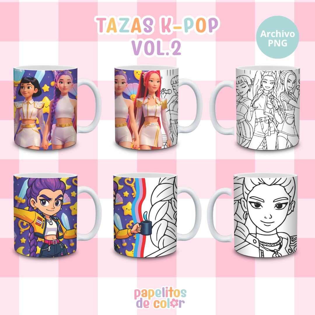 ☕✨ Diseños para Tazas – Guerreras K-Pop Vol. 2 🎀💖
