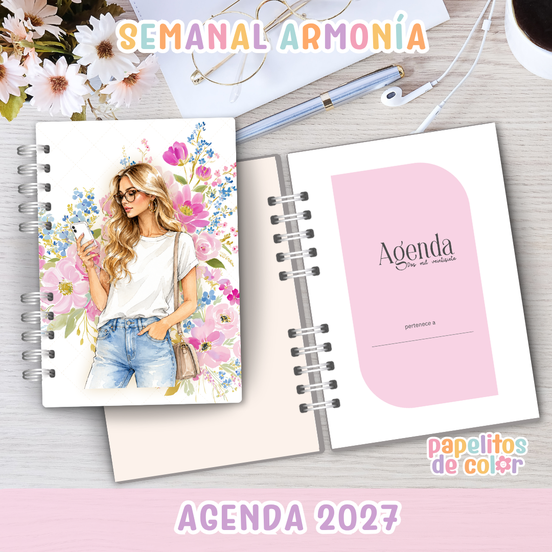 📖🌸 Agenda Armonía - Semanal 2027 ✨🗓️