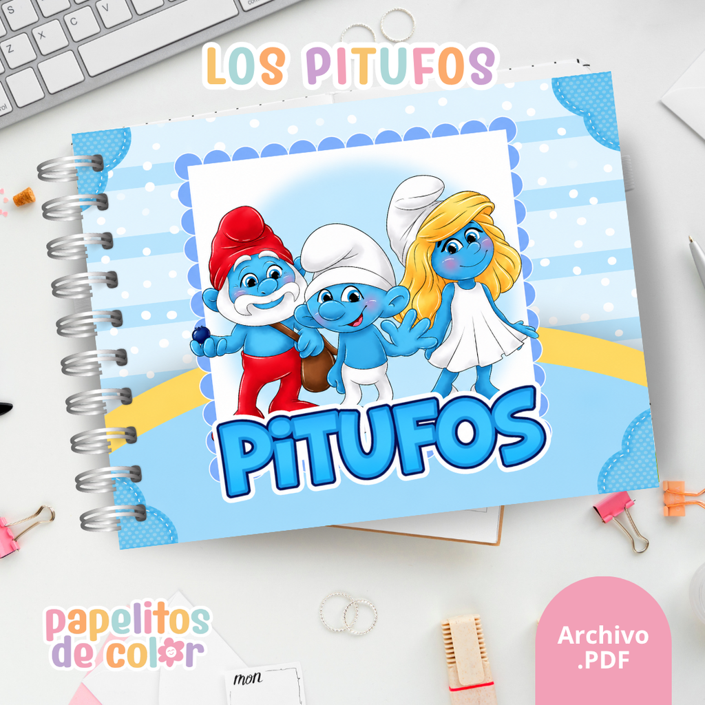 🎨 Libro para Pintar de Los Pitufos 💙🍄✨