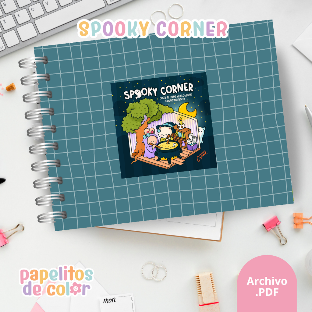 🎃🖍️Libro para pintar Spooky Corner 👻🕸️✨