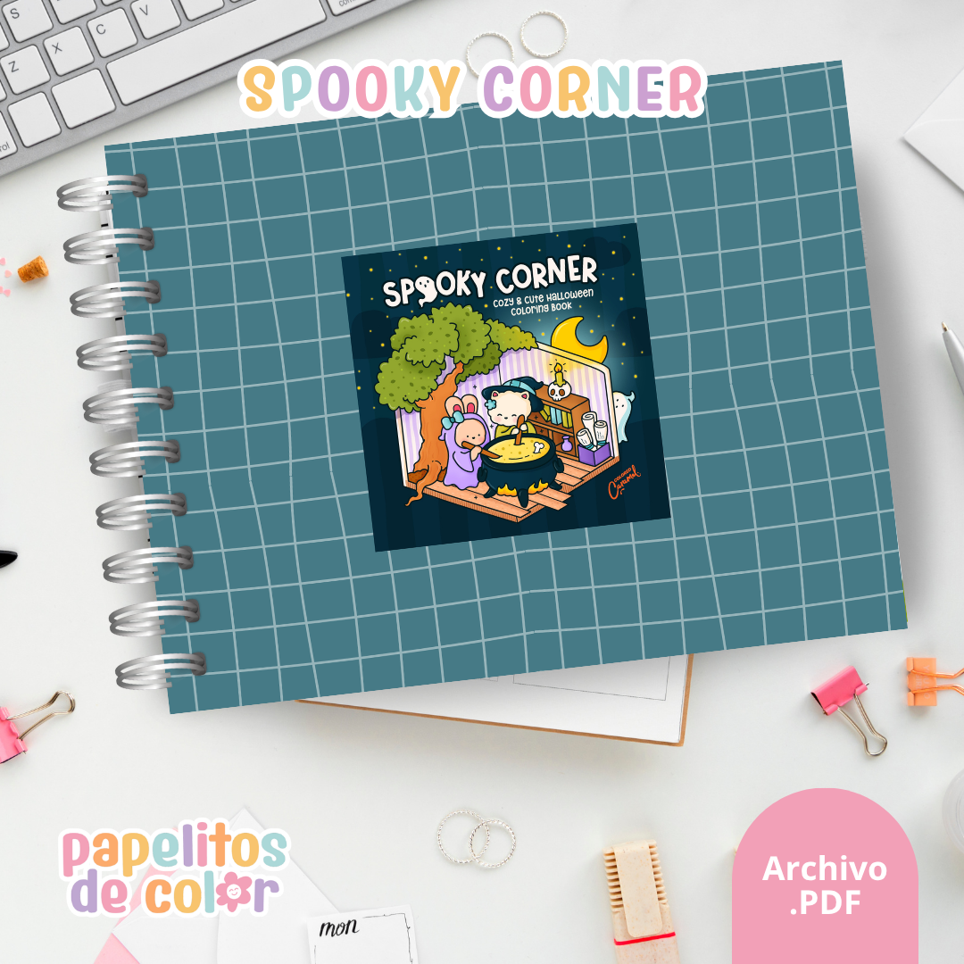 🎃🖍️Libro para pintar Spooky Corner 👻🕸️✨