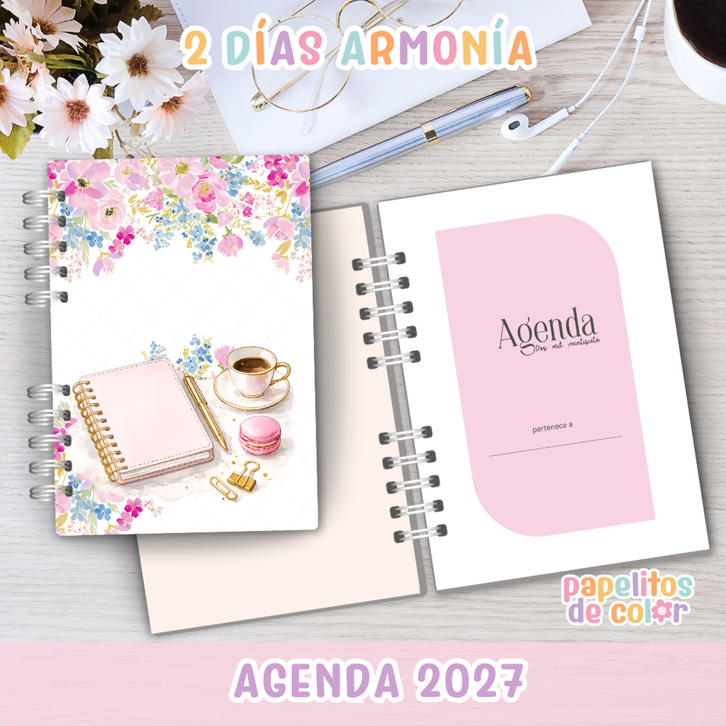 🌸 Agenda Armonía - 2 Días por pagina 2027✨
