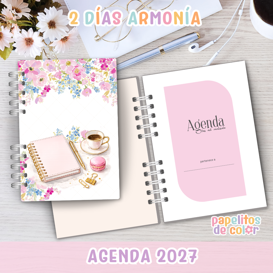 🌸 Agenda Armonía - 2 Días por pagina 2027✨