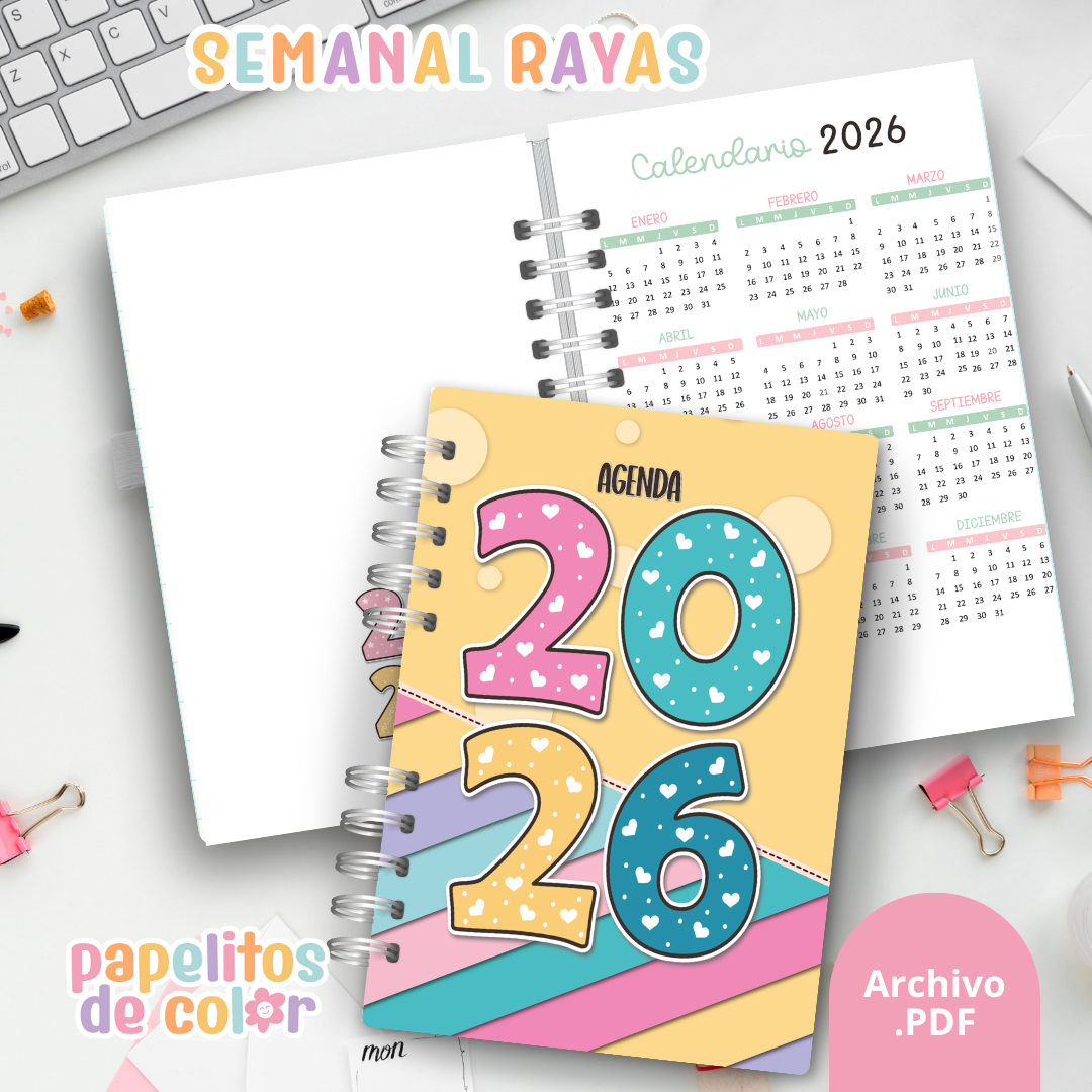 📔 Agenda Semanal Rayas 2026  ✨