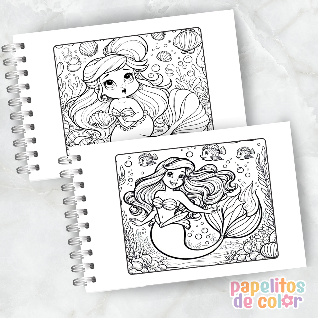 🧜‍♀️🌊 Cuaderno para pintar La Sirenita 🌊🧜‍♀️