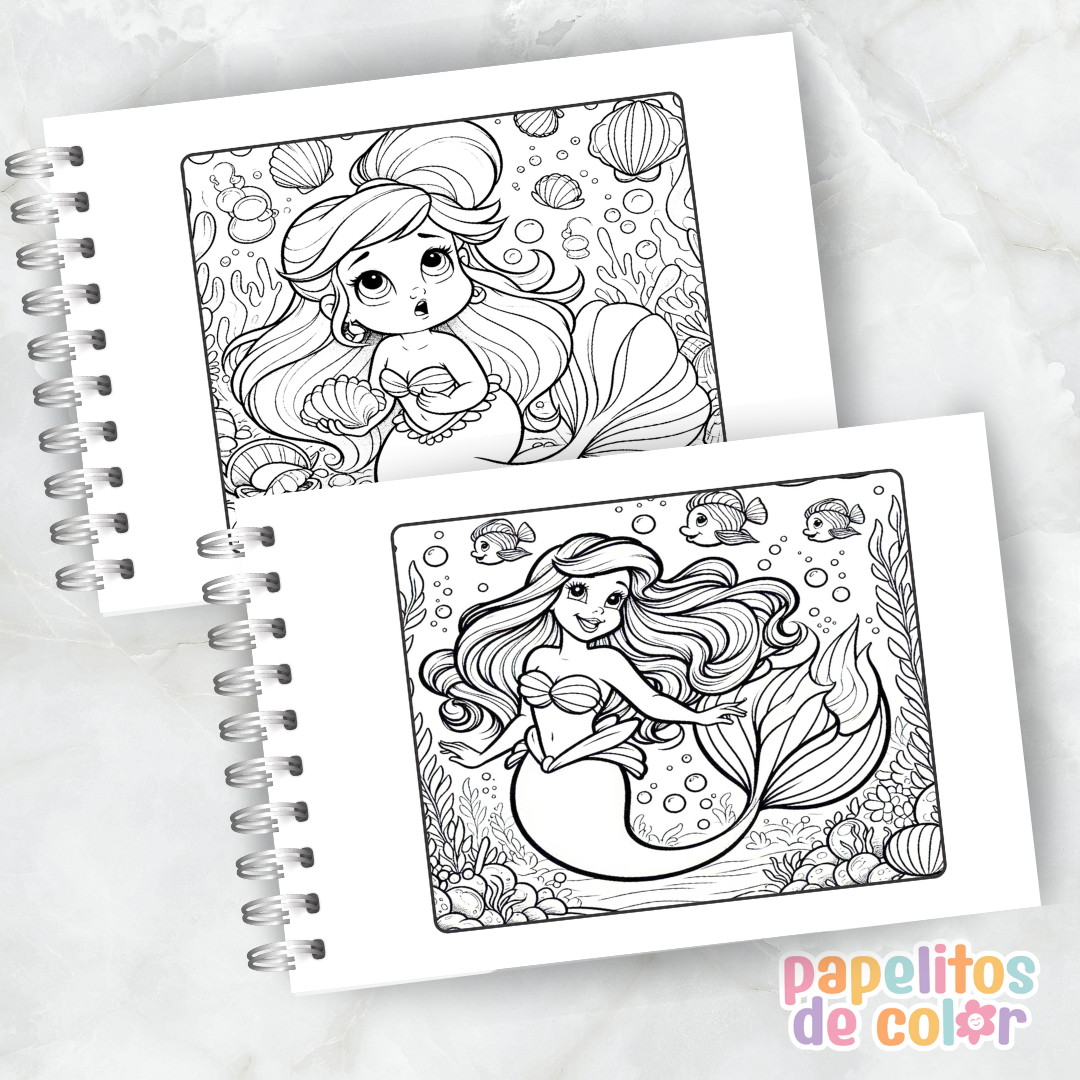 🧜‍♀️🌊 Cuaderno para pintar La Sirenita 🌊🧜‍♀️