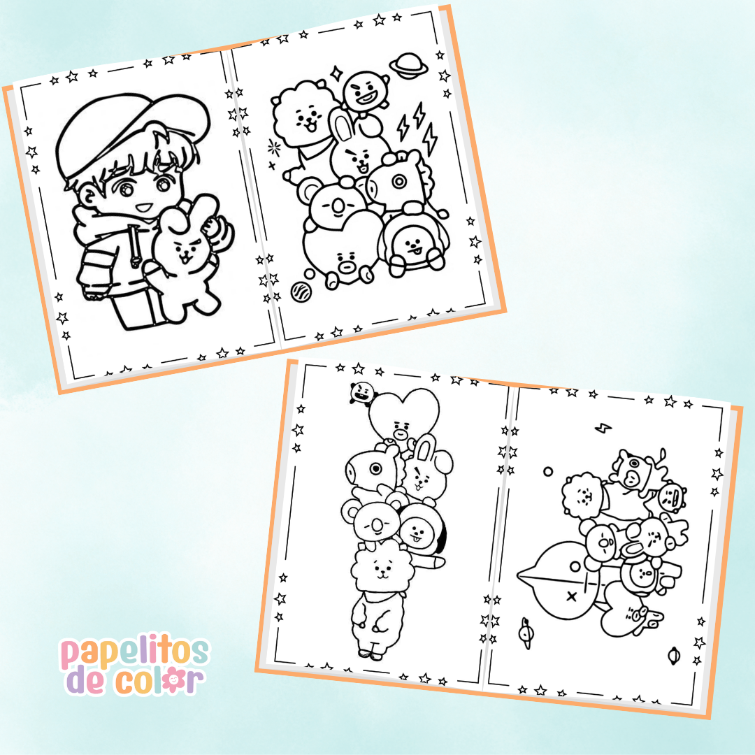 🎤 Libritos para Colorear A6 – BTS (Abrochados)