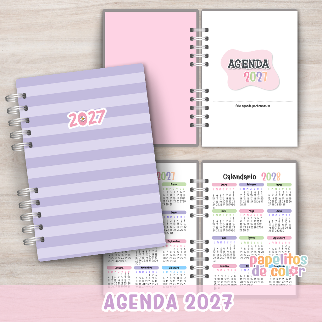 🌈 Agenda UAU 2 Días por Hoja 2027 🌈
