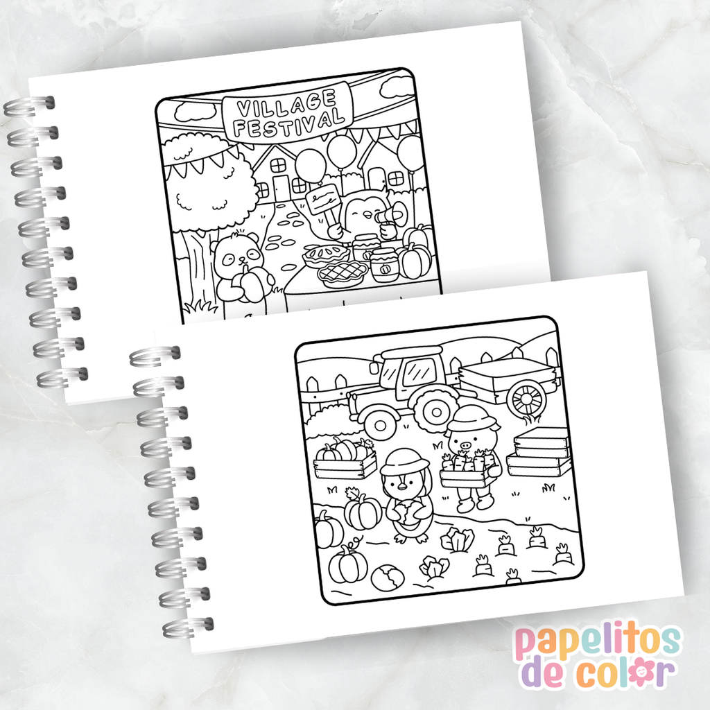 🏡 Cuaderno para Pintar Cozy Village✨