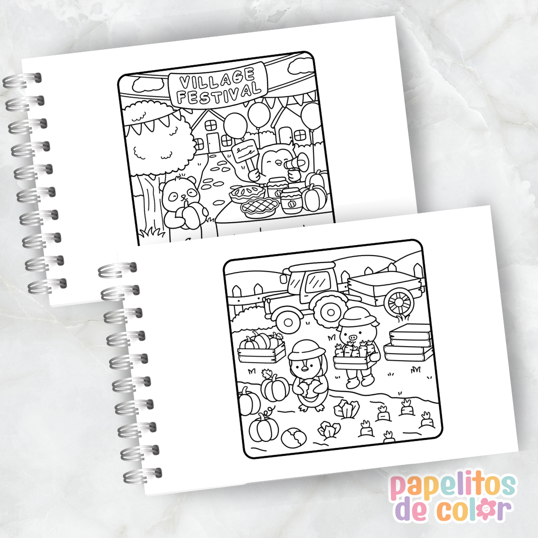 🏡 Cuaderno para Pintar Cozy Village✨