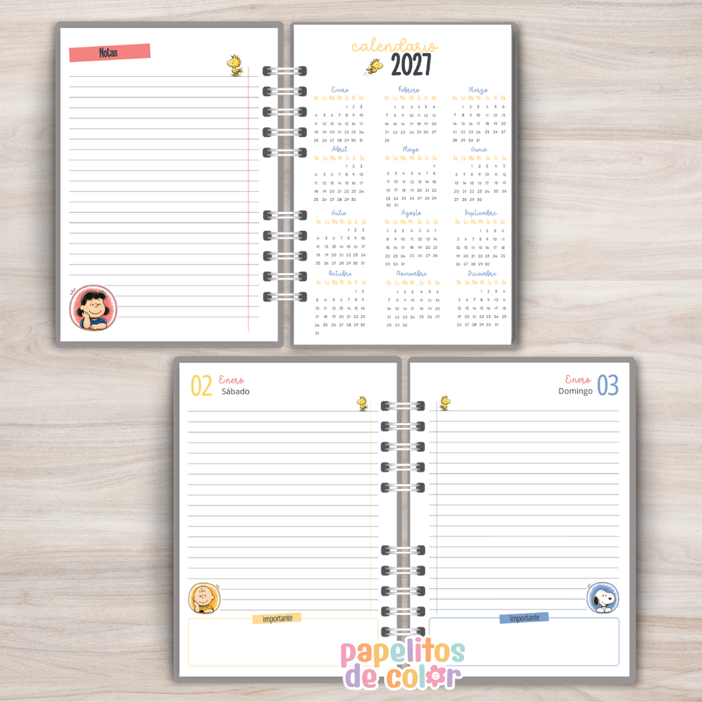 🐶✨ Agenda Snoopy -  Diaria 2027  📖🤍