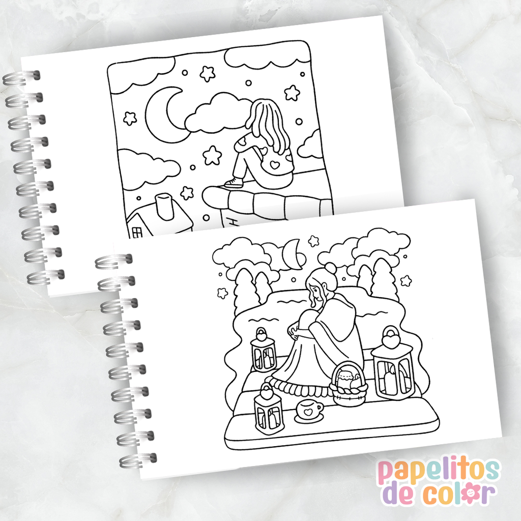 🌸☁️ Libro para Pintar Moments of Calm ✨🎨