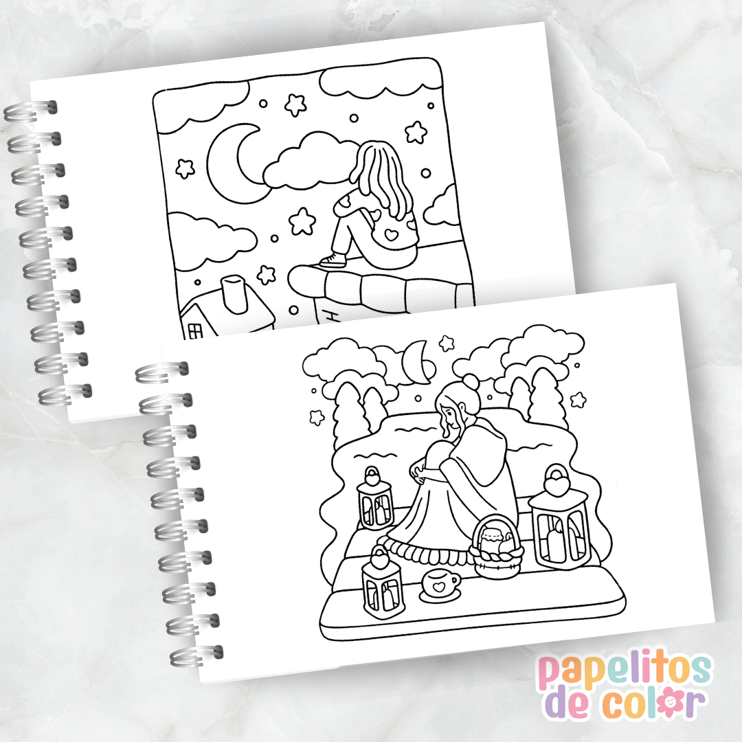 🌸☁️ Libro para Pintar Moments of Calm ✨🎨