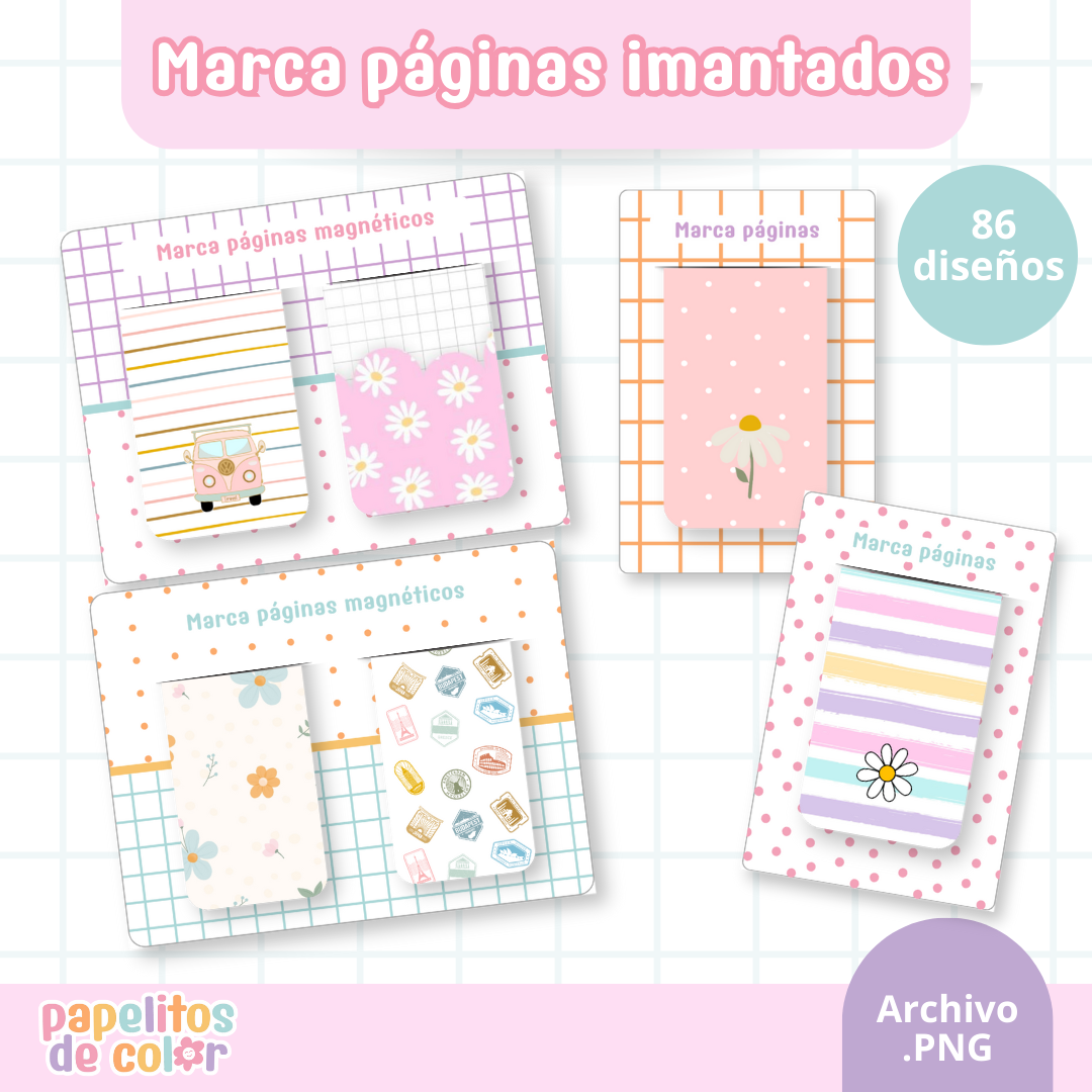 Pack 86 Marcapáginas (sin base) – Kit 2 📖✨🌈