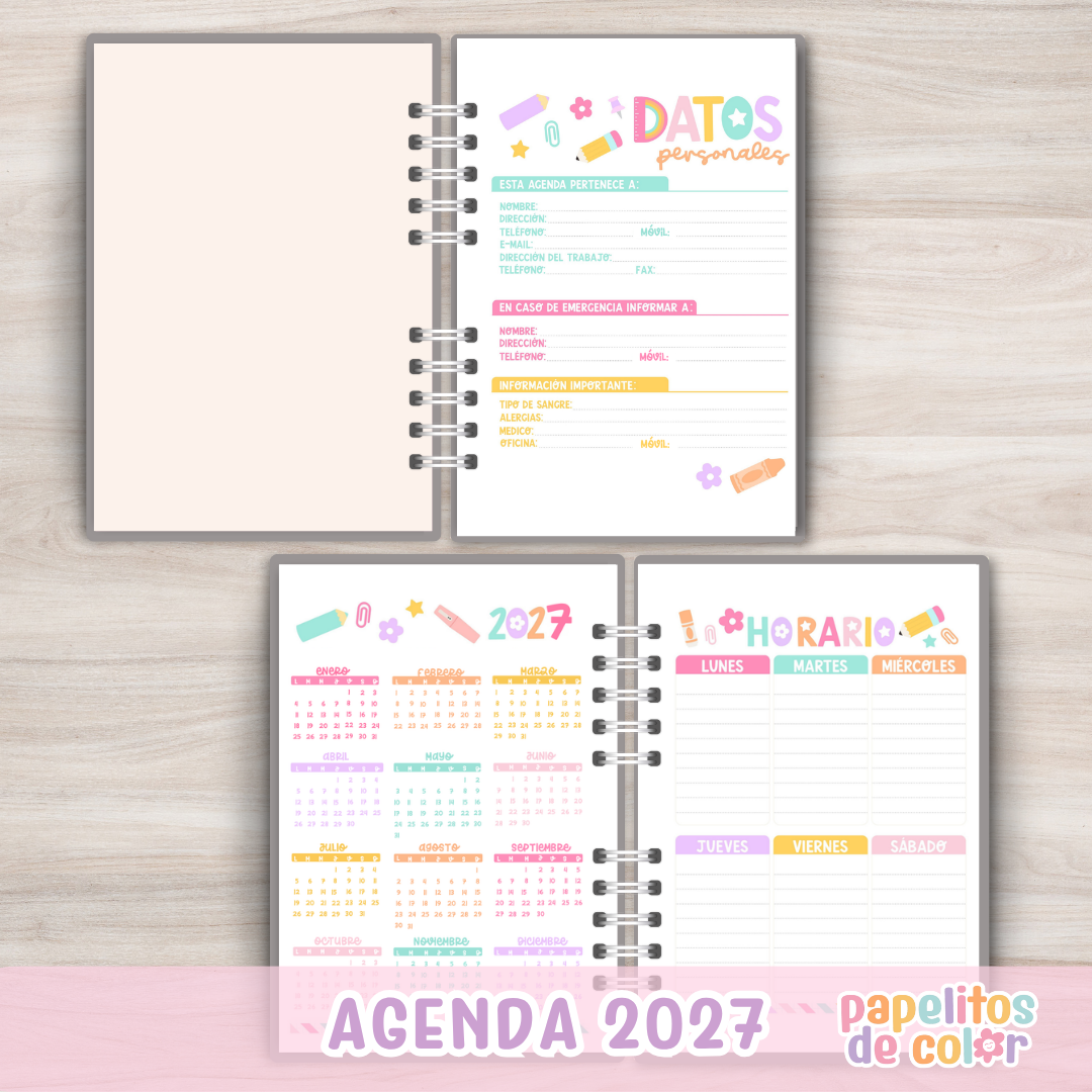 🎀📅 Agenda Wonderful - Semanal 2027 ✨💖