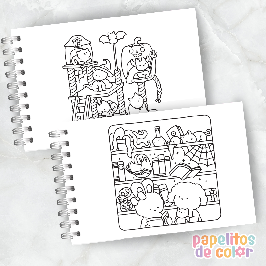 🎃🖍️Libro para pintar Spooky Corner 👻🕸️✨