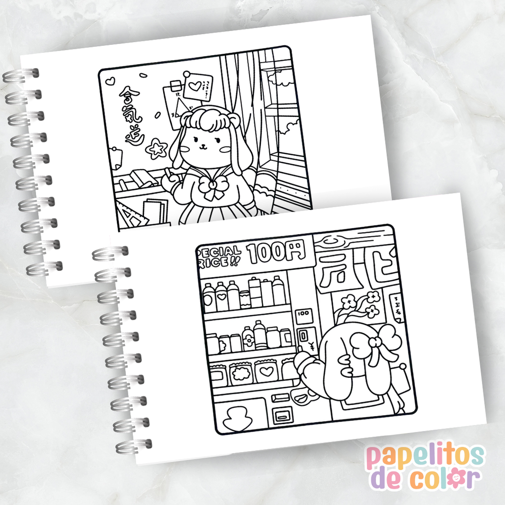 🖍️💖Libro para pintar Cute Japan 🎎🌸✨