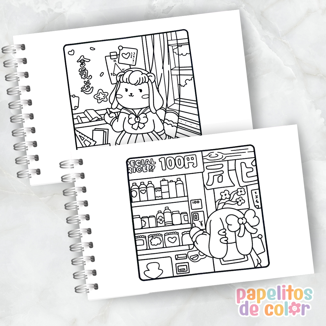🖍️💖Libro para pintar Cute Japan 🎎🌸✨