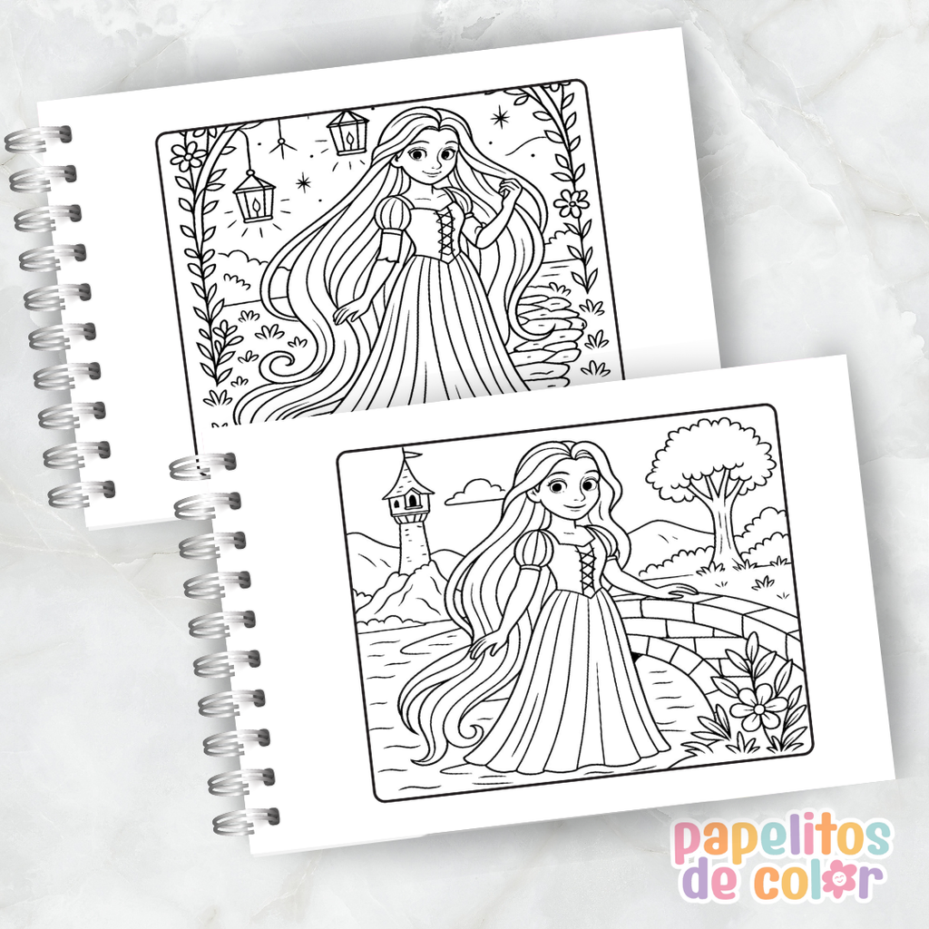 💜🌸 Libro para pintar Rapunzel 🌸💜