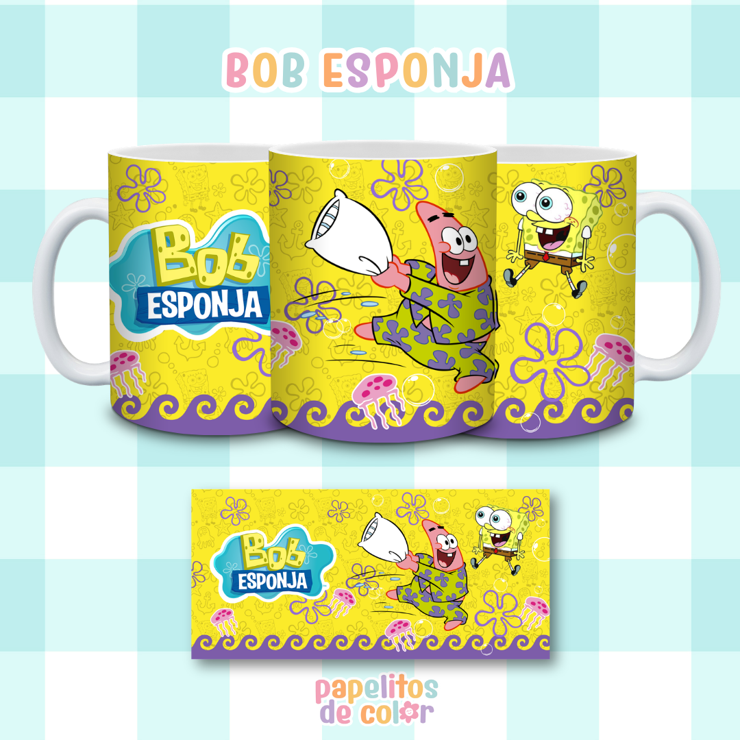 ☕🍍 Diseños para Tazas Bob Esponja ✨🫧