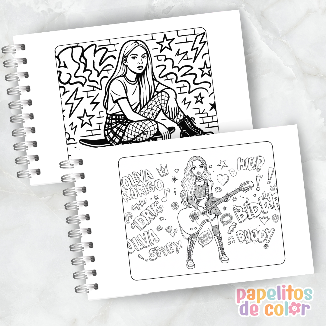 🎤🎶 Libro para pintar Olivia Rodrigo 💜🎨