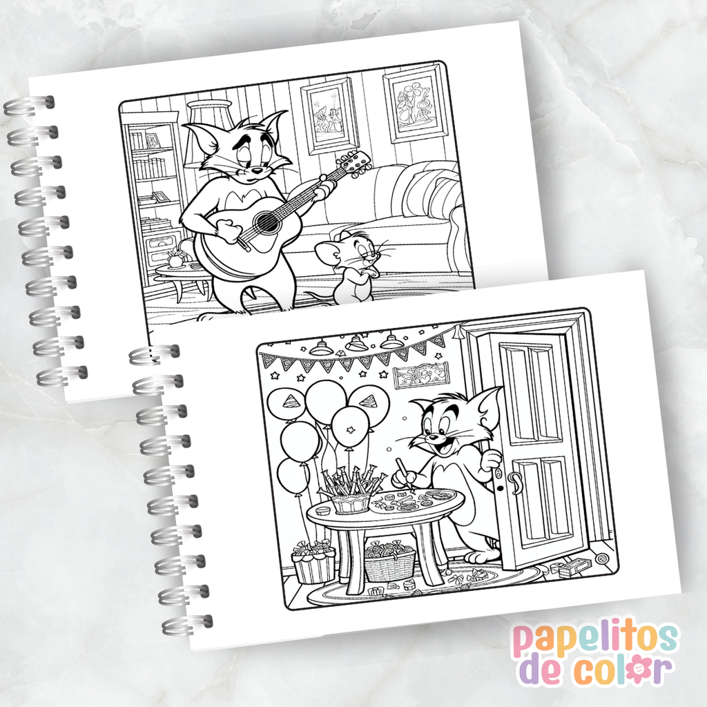 🎨 Libro para Pintar de Tom y Jerry 🐱🐭✨