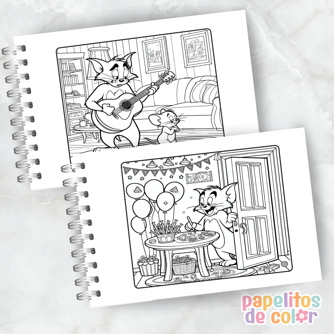 🎨 Libro para Pintar de Tom y Jerry 🐱🐭✨