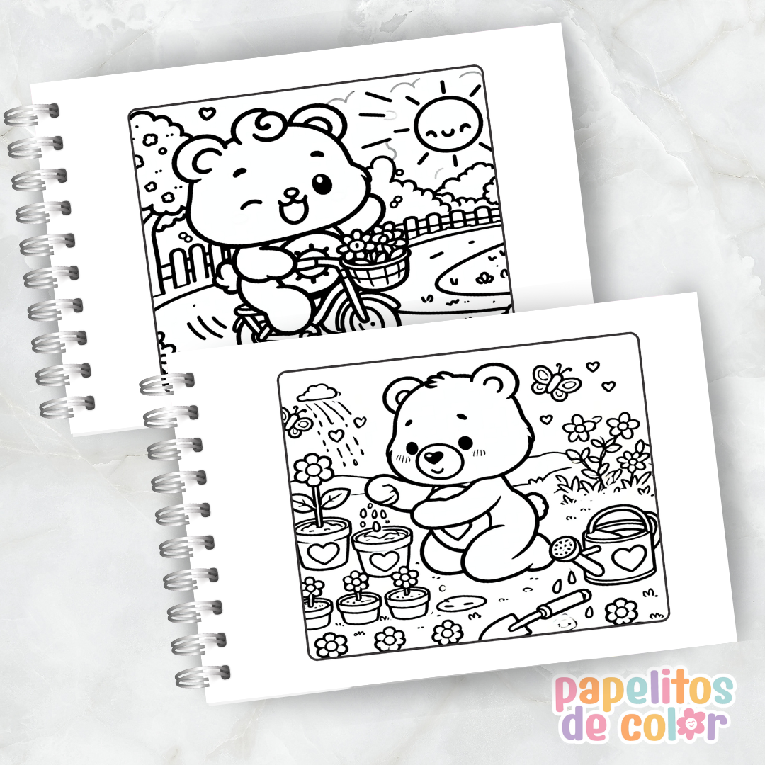 💖Libro para pintar Ositos Cariñositos 🐻🌈✨