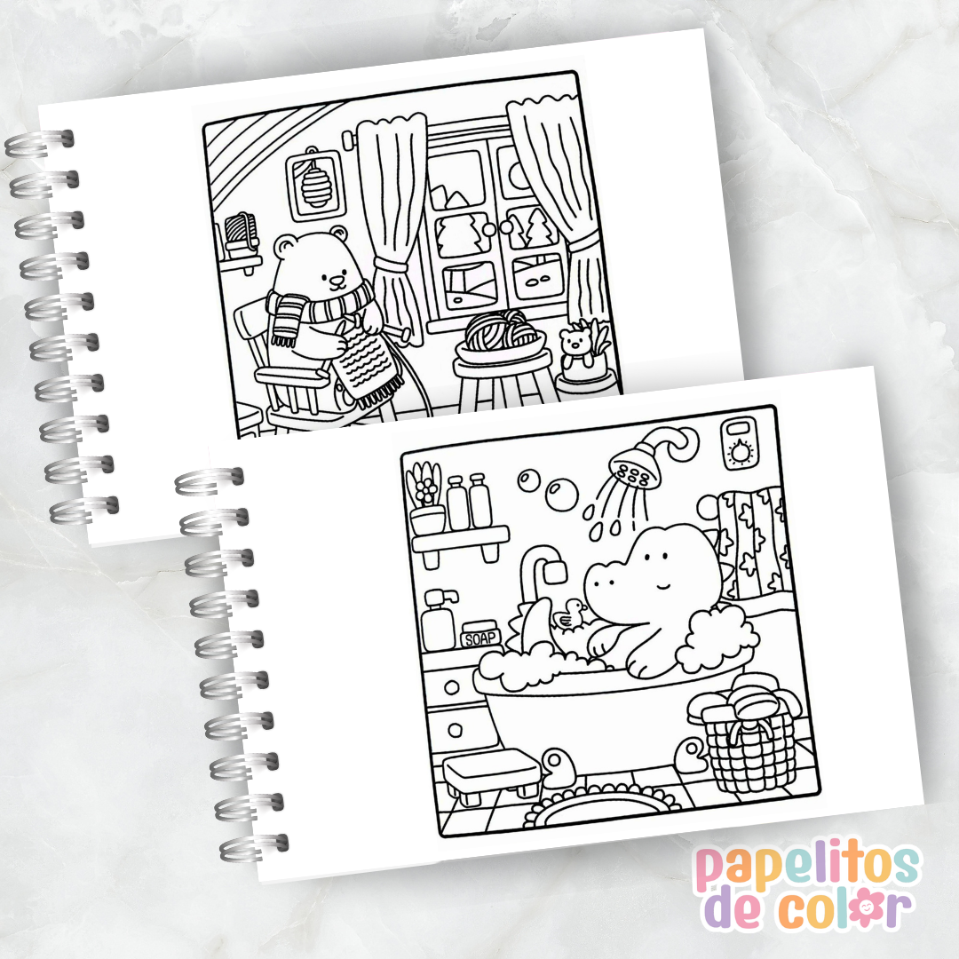 🎨💖Libro para pintar Cute & Cozy 🧸🕯️✨