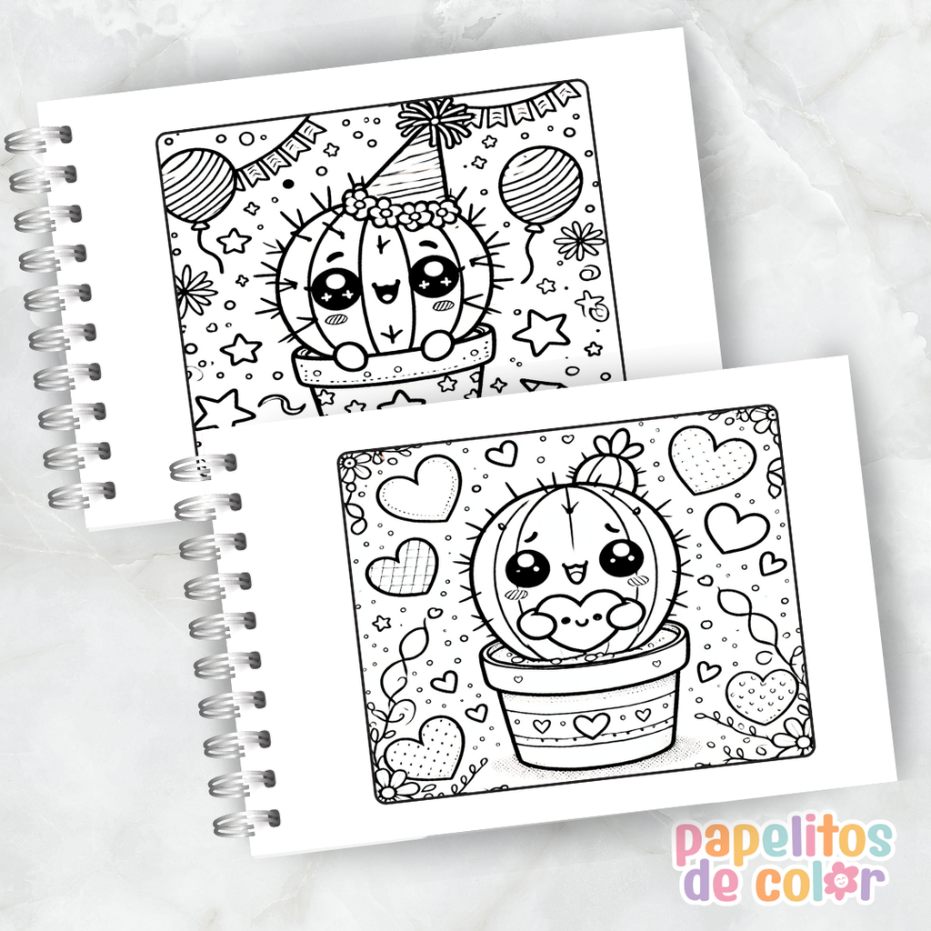 🎨 Libro para Pintar de Cactus 🌵💚✨