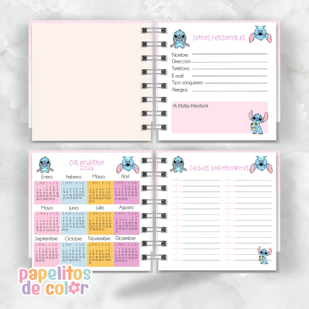 💫 Agenda Stitch 2026 (15x15 cm)