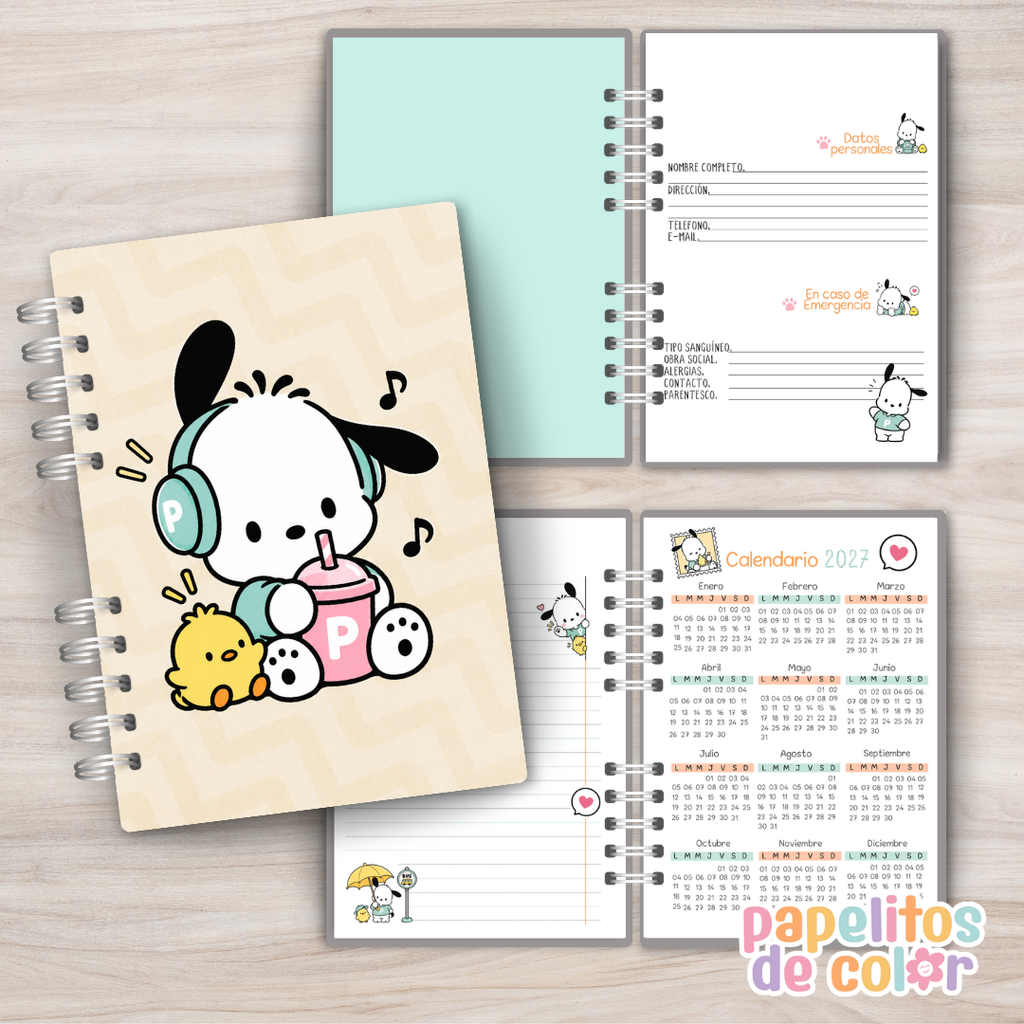 📔 Agenda Pochaco 2027 – 2 Días por Página ✨