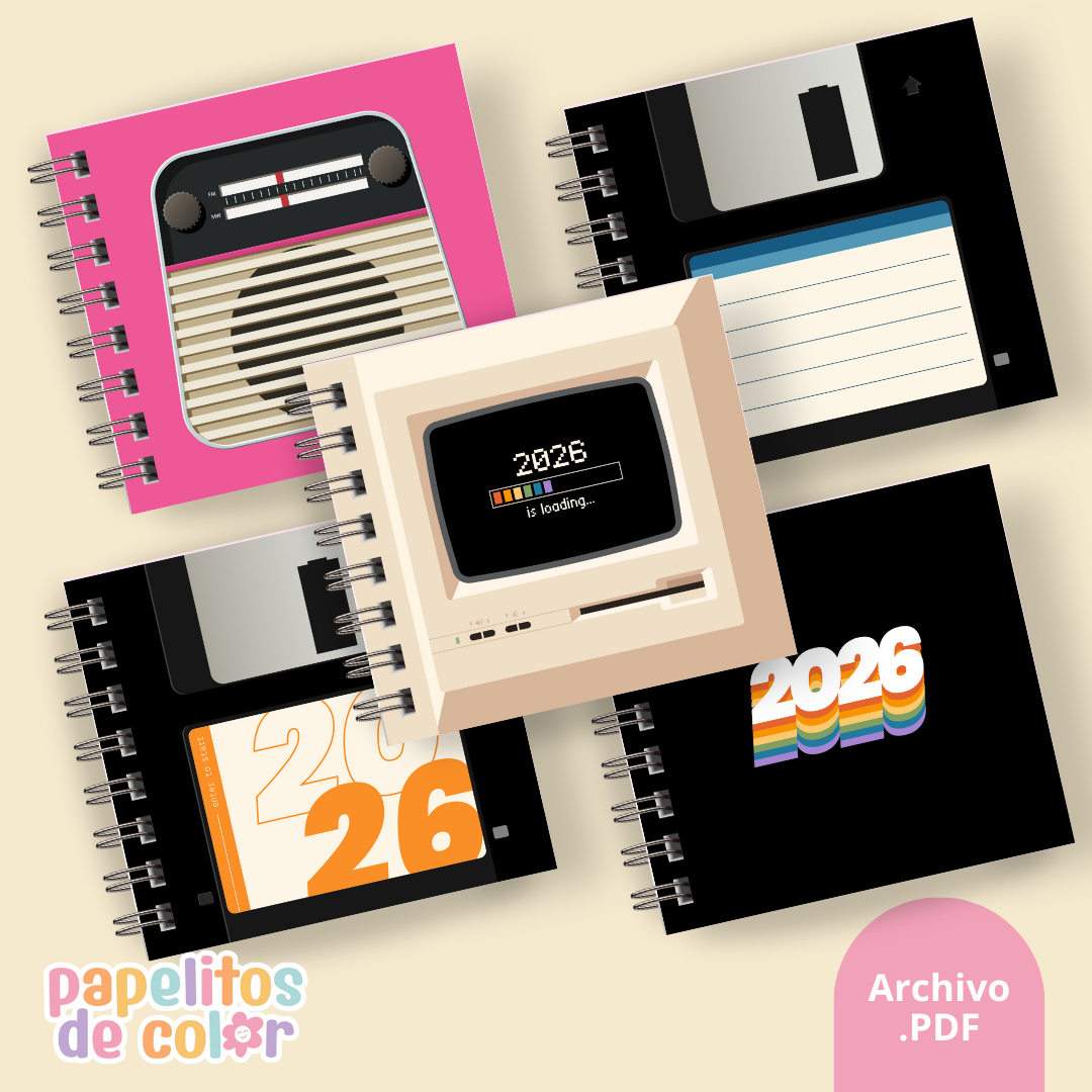 Pack 25 Portadas Agendas – Estilo Retro