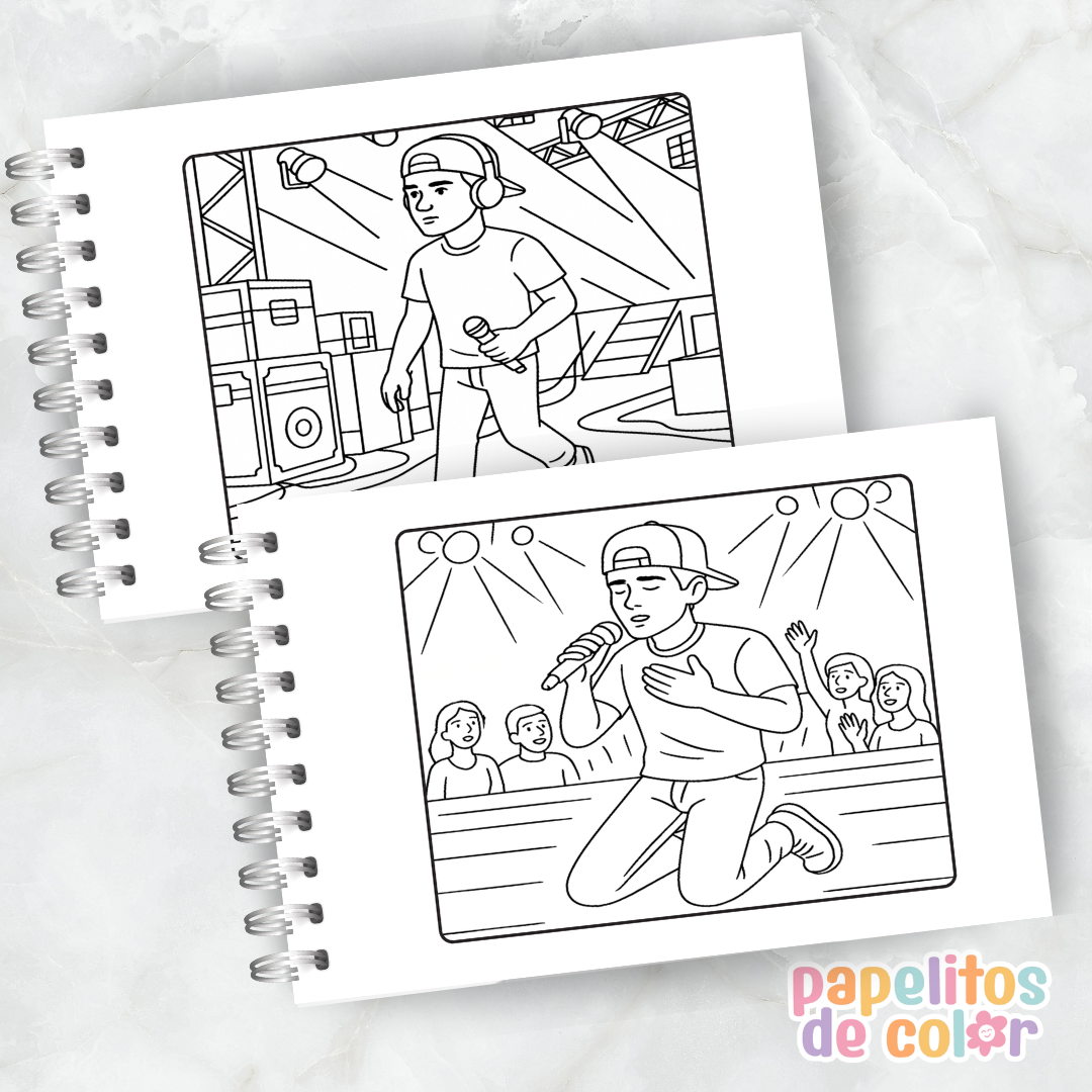 💜🎤 Libro para pintar Justin Bieber 🎤💜