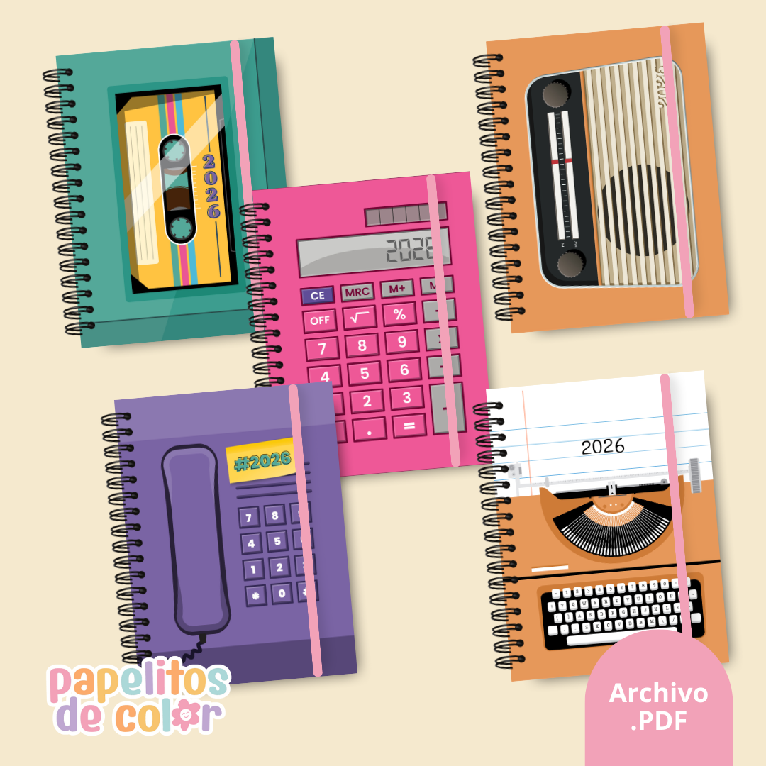 Pack 25 Portadas Agendas – Retro A5