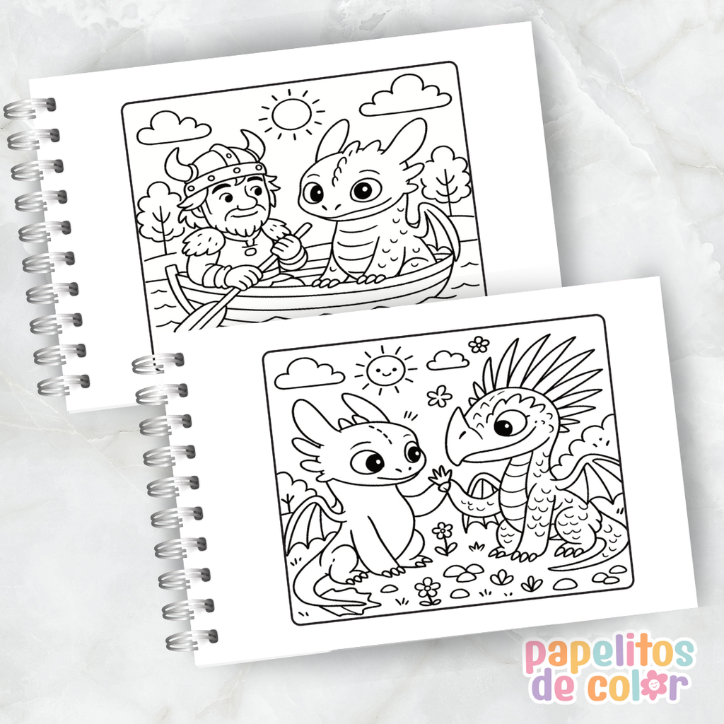 🐉 Libro para pintar Cómo entrenar a tu dragón 🐉