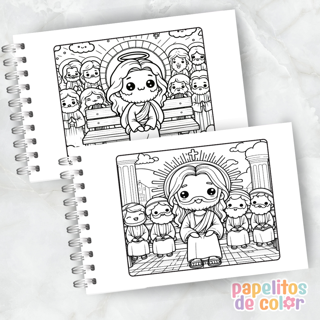 🎨 Libro para Pintar de Jesús ✝️🤍✨