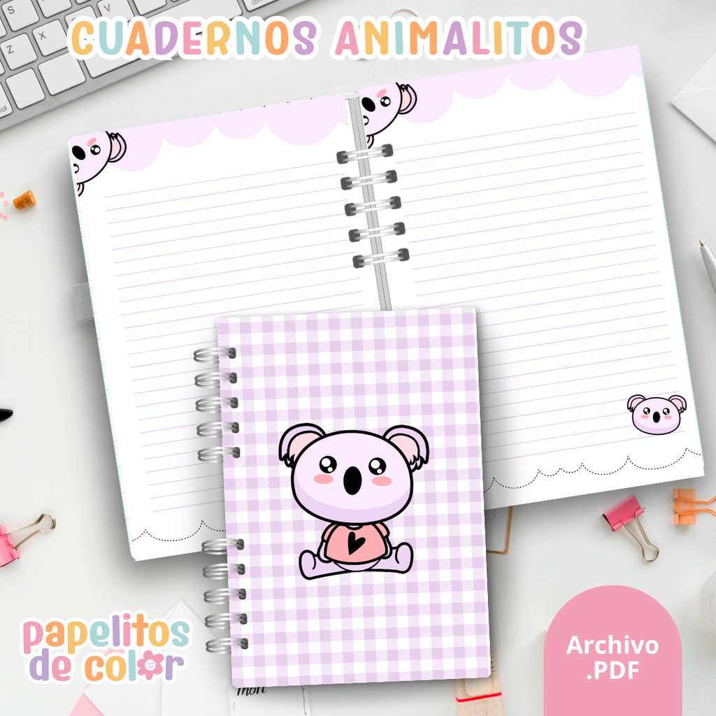 Cuadernos Animalitos Cute 🐻🐰🐱