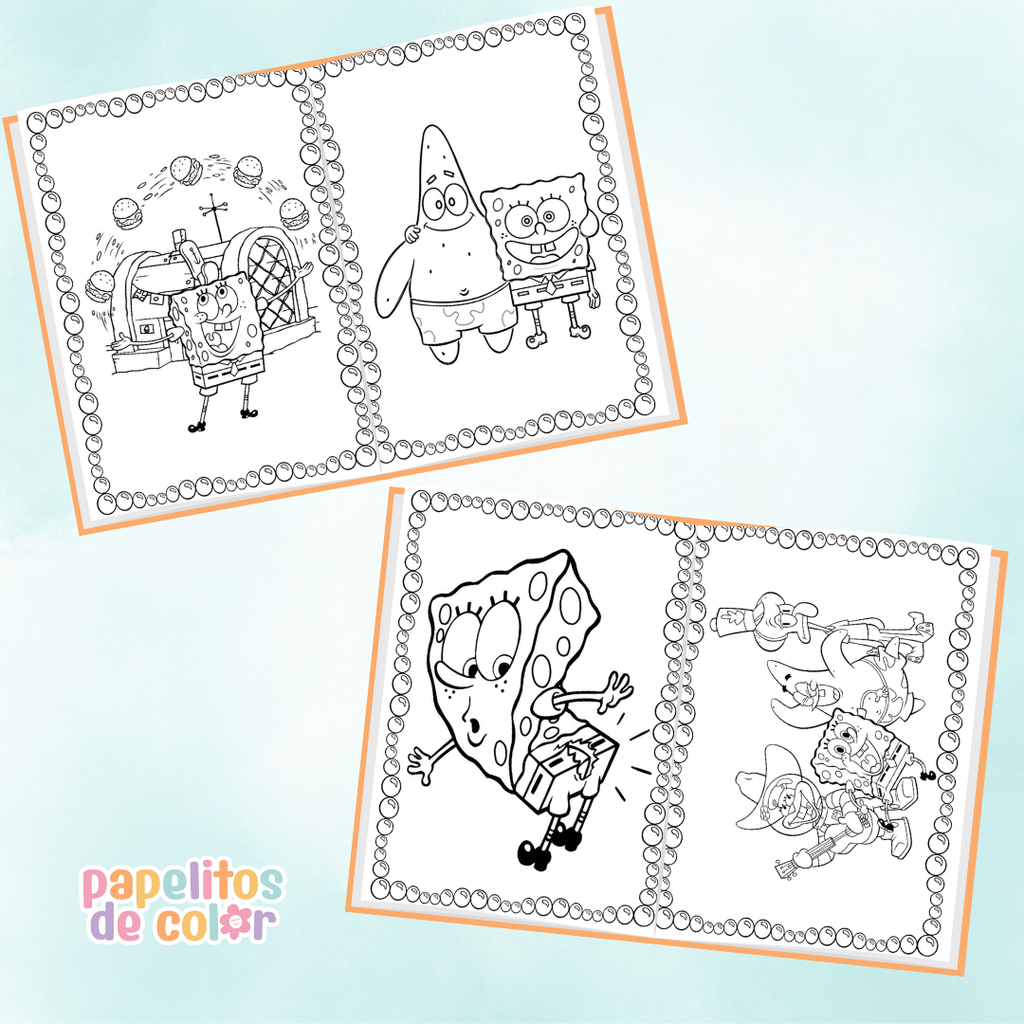 🧽 Libritos para Colorear A6 – Bob Esponja (Abrochados)