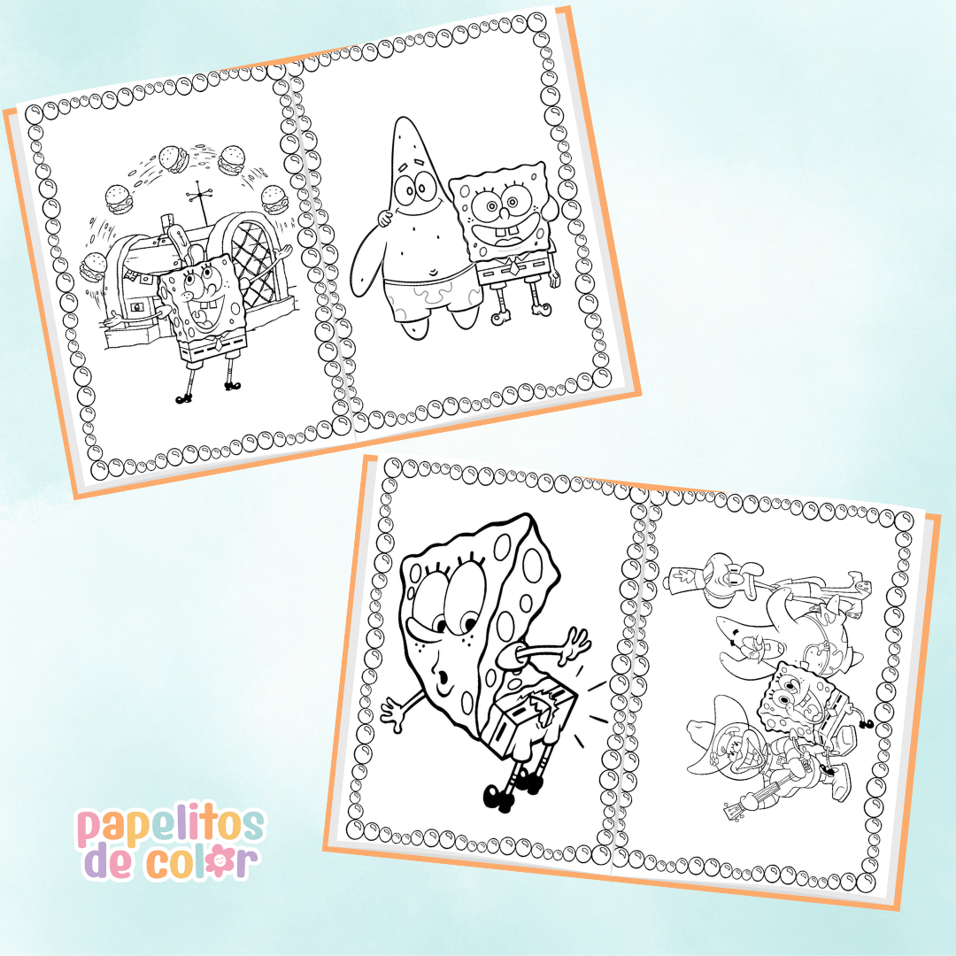 🧽 Libritos para Colorear A6 – Bob Esponja (Abrochados)