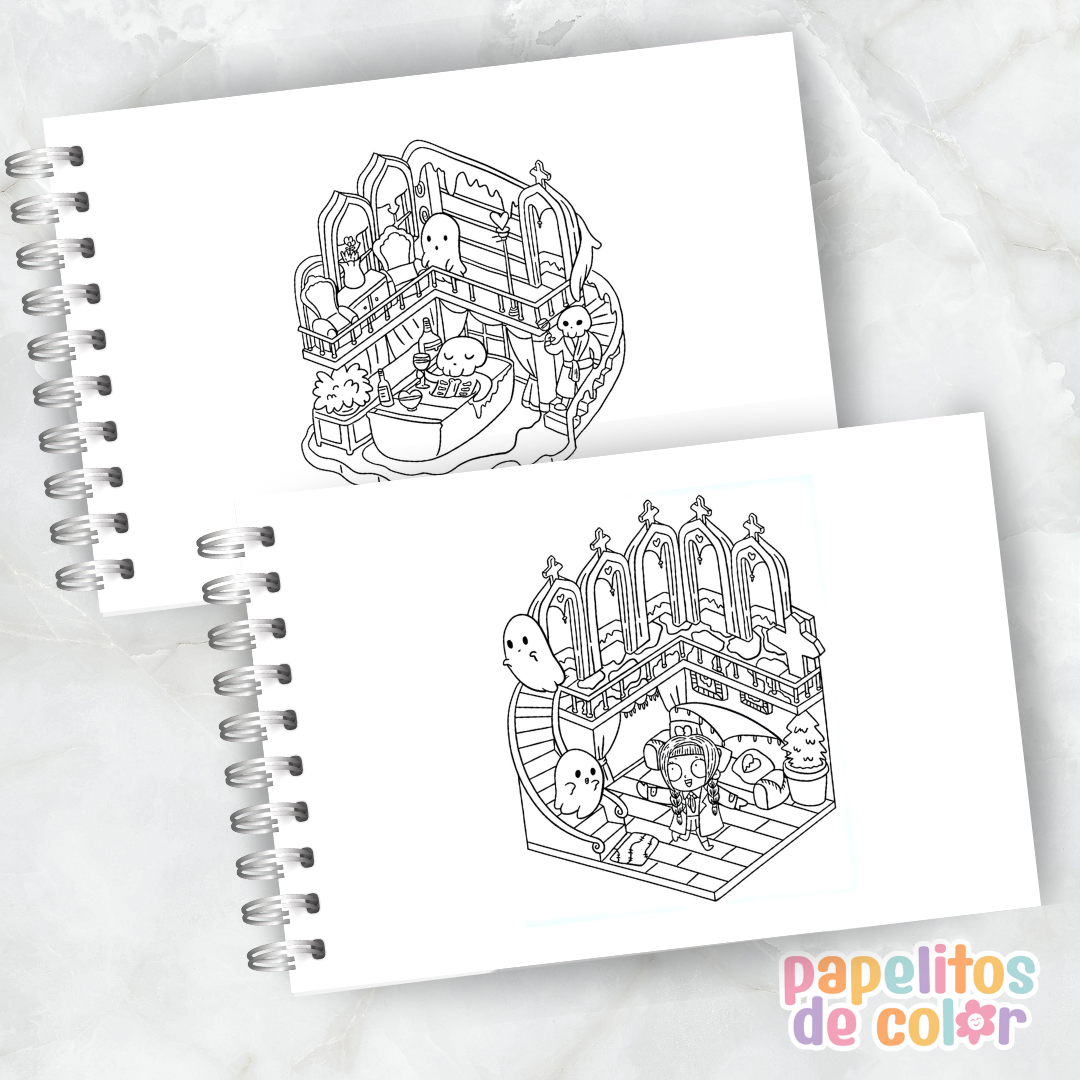 🕸️🖤 Cuaderno para pintar Spooky Room ✨🎨