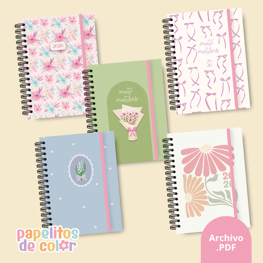 🌸 Pack 25 Portadas Agendas – Kit 10