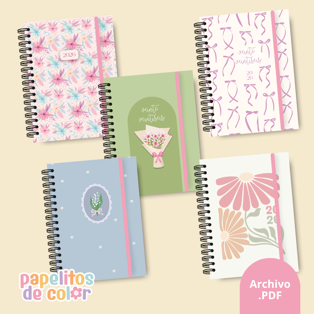 🌸 Pack 25 Portadas Agendas – Kit 10
