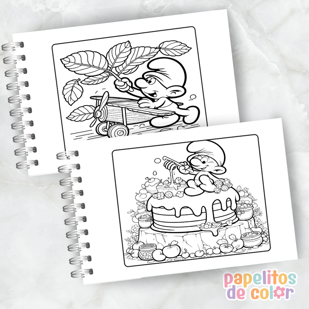 🎨 Libro para Pintar de Los Pitufos 💙🍄✨