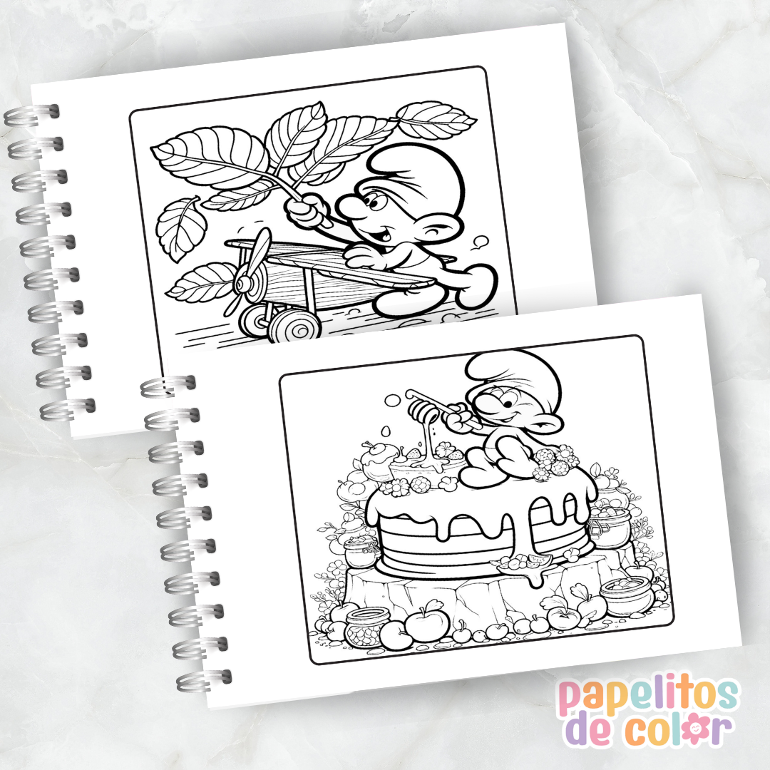 🎨 Libro para Pintar de Los Pitufos 💙🍄✨