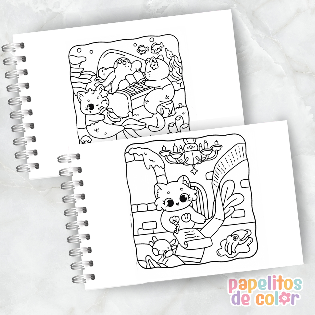 🧜‍♀️🐱 Libro para Pintar Meowmaid  ✨