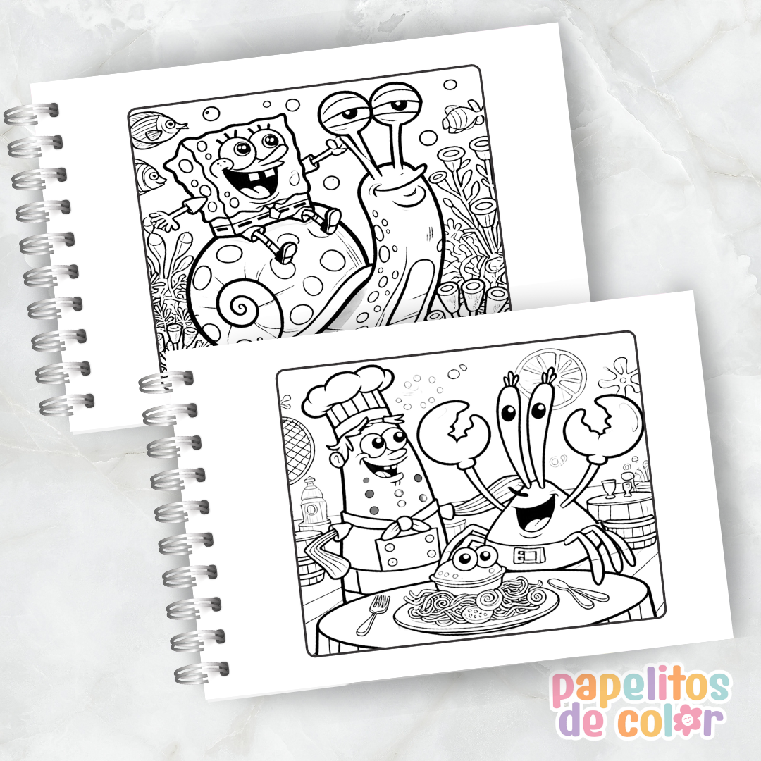 🌊🍍 Cuaderno para pintar Bob Esponja🍍🌊