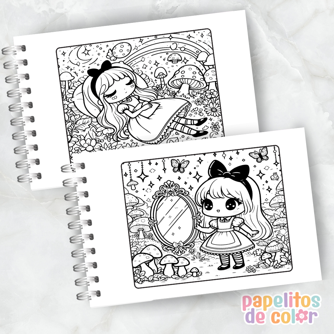 🐇🎩 Cuaderno para pintar Alicia 🎩🐇